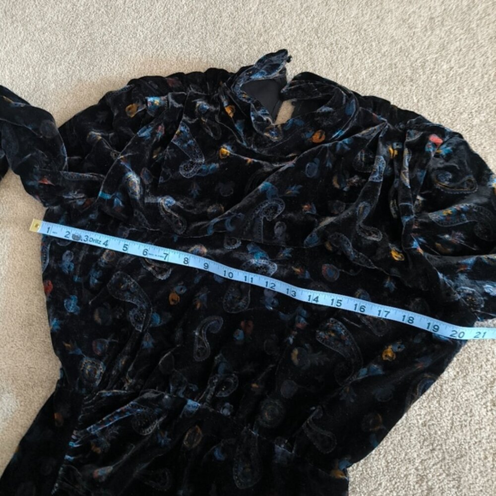 Zara Velvet Velour Paisley Print Whismigoth Victorian Goth Open Back Dress S - Picture 5 of 8